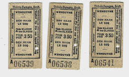 VICINAL De La Côte Belge   - De WENDUYNE- Vers DE HAAN – Lot De 3 Tickets -  16/08/1936 2e Classe - Ferrovie