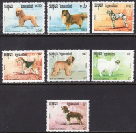 CAMBODIA STAMPS 1990, SET OF 7, DOGS, FAUNA, MNH - Cambodja