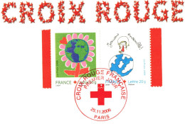FRANCE 2006 PAIRE CROIX ROUGE OBLITERE 1er JOUR SUR FRAGMENT YT P3991 - Oblitérés