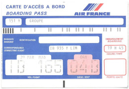 CARTE D'ACCES A BORD - AIR FRANCE - ( Boarding Pass ) - Europe