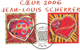 FRANCE 2006 SAINT VALENTIN JL SCHERRER OBLITERE 1ER JOUR SUR FRAGMENT YT 3861 + 3862 - Oblitérés