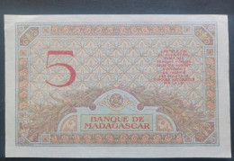 BANKNOTE MADAGASCAR 5 FRANCHI 1937 SUPERB PRESERVATION !! - Madagaskar