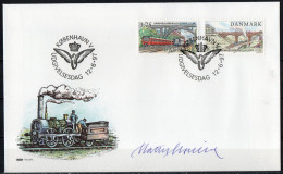 Martin Mörck. Denmark 1997.150 Anniv Railway Connection Copenhagen -  Roskilde. Michel 1155 - 1156 FDC. Signed. - FDC