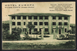 Cartolina Fiuggi Fonte, Hotel Europa, Prop. Angelo Onorati  - Autres & Non Classés