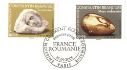 FRANCE 2006 PAIRE C BRANCUSI YT 3963-3964  OBLITERE 1ER JOIUR SUR FRAGMENT - Oblitérés