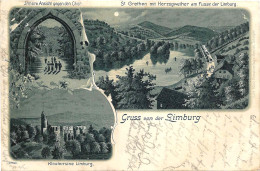 414  Limburg Klosterruine, St Grethen Mit Herzogweiher, Mondschein: Lithographie Ca. 1901, Posthilfstelle Taxe Dürkheim - Bad Dürkheim