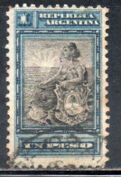 ARGENTINA 1899 1903 LIBERTY SEATED 1p USED USADO OBLITERE' - Used Stamps