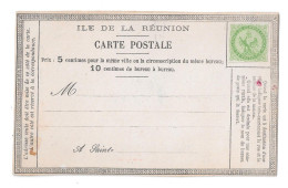 RÉUNION Carte Postale Précurseur Préaffranchie Du N°2 Des Colonies Générales 5c Vert - Lettres & Documents