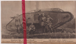 Oorlog Guerre 14/18 Vlaanderen - Franse Tank Français Pris En Flandre - Orig. Knipsel Coupure Tijdschrift Magazine  1917 - Non Classés