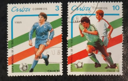 Cuba Kuba - 1989 - FOOTBALL FUSSBALL SOCCER - 2 Stamps - Used - 1990 – Italië