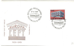 Finland   1969 Europa CEPT, "EUROPA" And "CEPT" In Temple Form MI 656  FDC - Briefe U. Dokumente