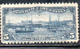 ARGENTINA 1902 RIVER PORT OF ROSARIO 5c MH - Unused Stamps