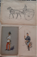 Dessin Original  1914 1918 Et 2 Dessins Militaire  R DENDEVILLE  1914 FAIT MAIN - Documentos Históricos