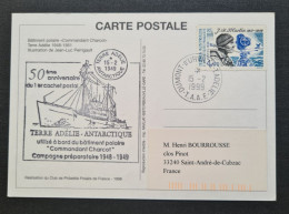 TAAF, T Numéro 239 Oblitéré De Terre Adélie Sur Carte Le 15/2/1999. - Cartas & Documentos