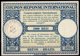 BRÉSIL BRAZIL  Lo12  2000 RÉIS International Reply Coupon Reponse Antwortschein IRC IAS O PABA EMIS DE VALES 17.03.41 - Entiers Postaux