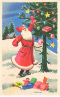 PERE NOEL  AL#AL00605 LE PERE NOEL DECORANT UN SAPIN - Santa Claus
