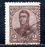 ARGENTINA 1908 1909 JOSE DE SAN MARTIN 2c USED USADO OBLITERE' - Usati