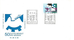 Finland   1969 50th Anniversary Of The Finnish Exhibition Company., Finnish Flag And Trade Fair Emblem  MI 662  FDC - Lettres & Documents