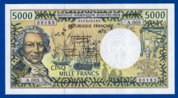 5000 FRANCS INSTITUT ÉMISSION D'OUTRE-MER RÉPUBLIQUE FRANÇAISE ALPHABET A.005 SÉRIE 00183  NOTRE SITE Serbon63 - Autres & Non Classés