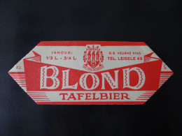 Bier-Etikett- BLOND Tafelbier, Brauerei De Drie Ridders,  Belgien, † 1996 - Bière