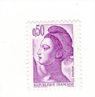 Liberté 0fr50 Violet YT 2184a Sur Papier Couché En Bord De Feuille. Voir Le Scan. Cote YT : 7 €, Maury N° 2189c : 10 €. - Unused Stamps