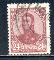 ARGENTINA 1908 1909 JOSE DE SAN MARTIN 24c USED USADO OBLITERE' - Usados