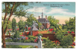 Postcard USA VA Virginia Williamsburg Gardens & Royal Governor's Palace Posted 1946 - Other & Unclassified