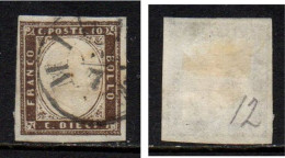 Sardegna 1855-63 - IV Emissione - 10 Cent. - Usato - Vedi Descrizione - Sardinië