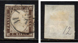 Sardegna 1855-63 - IV Emissione - 10 Cent. - Usato - Vedi Descrizione - Sardegna