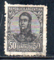 ARGENTINA 1908 1909 JOSE DE SAN MARTIN 50c USED USADO OBLITERE' - Gebraucht