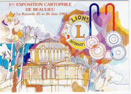 ILLUSTRATEUR MARC LENZI  EXPO CARTOPHILE À BEAULIEU 1983 AVEC LE CLUB CARTOPHILE DE NICE ET LE LIONS CLUB - Lenzi