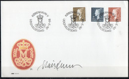 Martin Mörck. Denmark 1998. Queen Margrethe II. Michel 1176 - 1178 FDC. Signed. - FDC