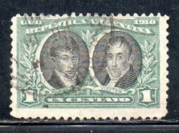 ARGENTINA 1910  NICOLAS RODRIGUEZ PENA AND HIPOLITO VIEYTES 1c USED USADO OBLITERE' - Used Stamps