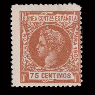 GUINEA ESPAÑOLA. 1905.Alfonso XIII. 75c.Nuevo*. Edifil 36 - Spanish Guinea