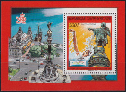 F-EX45864 CENTRAL AFRICA MNH 1987 OLYMPIC GAMES BARCELONA COLUMBUS COLON SHEET.  - Zomer 1992: Barcelona