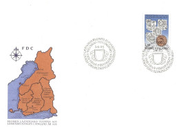 Finland   1985 350th Anniversary Of District Administration In Finland, Coat Of Arms Of The Provinces; Seal Mi 971 FDC - Briefe U. Dokumente