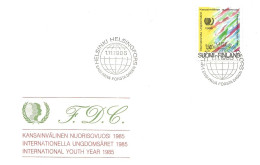 Finland   1985  International Year Of The Youth Symbolic Representation, Emblem  Mi 977 FDC - Covers & Documents