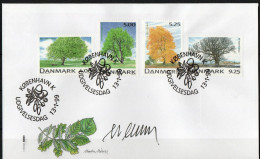 Martin Mörck. Denmark 1999. Native Trees. Michel 1199 - 1202 FDC. Signed. - FDC