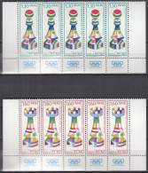 ISRAEL  685-686, 5erStreifen Mit Unterrand, Postfrisch **, Schacholympiade, Haifa, 1976 - Ungebraucht (mit Tabs)