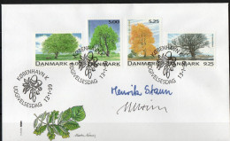 Martin Mörck. Denmark 1999. Native Trees. Michel 1199 - 1202 FDC. Signed. - FDC