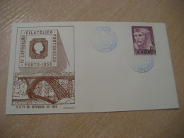 PORTO 1955 Expo Filatelica Stamp Bridge Cancel Cover PORTUGAL GERMANY - Lettres & Documents