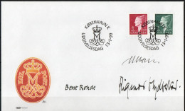 Martin Mörck. Denmark 1999. Queen Margrethe II. Michel 1205 - 1206 FDC. Signed. - FDC