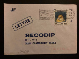 LETTRE TP YT 2504 LA COMMUNICATION 2,20 OBL.MEC.13-7 1988 78 MANTES LA JOLIE PPAL YVELINES - Brieven En Documenten