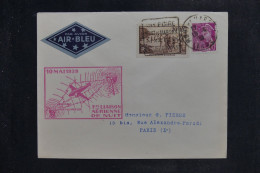 FRANCE - Enveloppe 1er Vol De Nuit Par Air Bleu De Mont De Marsan Pour Paris En 1939 -  L 151083 - 1927-1959 Brieven & Documenten