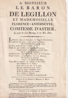 Jodoigne/Zétrud-Lumay - 1820 - Mariage Baron De Legillon/Comtesse D'Astier  (V3043) - Documentos Históricos