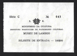 Entrance Ticket To Lamego Museum. Flemish Tapestry. Grão Vasco Panels. Episcopal Palace. Bilhete Museu De Lamego. - Tickets - Entradas