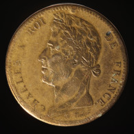  France, Charles X, 10 Centimes, 1827, La Rochelle, Bronze, TB (F),
KM#11.2, Lec.305 - Colonias Francesas (1817-1844)