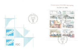Finland   1986  Architecture (III): Modern Public Buildings, Mi 987-992    FDC - Covers & Documents