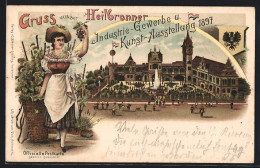 Lithographie Heilbronn, Industrie-Gewerbe- U. Kunst-Ausstellung 1897, Ganzsache Württemberg  - Ausstellungen
