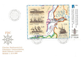 Finland   1986 International Stamp Exhibition FINLANDIA '88, Helsinki (II): Mail Boats Mi Bloc 2 FDC - Covers & Documents